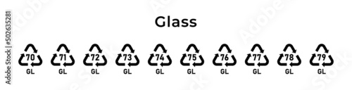 Recycling glass mark. Ecological recycling codes. Zero waste. Vector illustration. Set of line icons editable stroke. photo