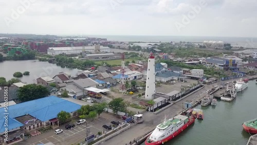 the lighthouse at the port of tanjung Emas photo