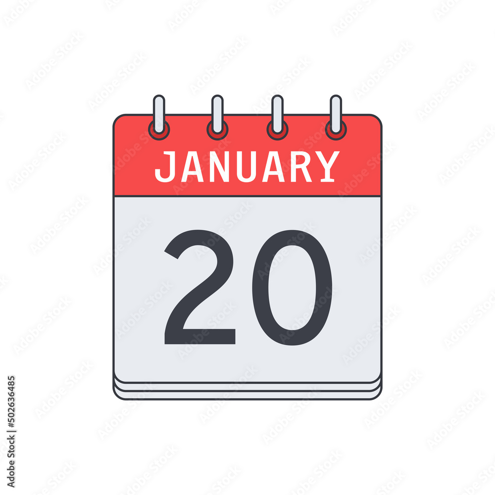 January 20. Calendar icon. Vector illustration, flat design.. January 20. Calendar icon. Vector illustration, flat design..