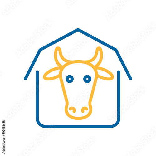 Cowshed vector flat icon. Farm animal sign