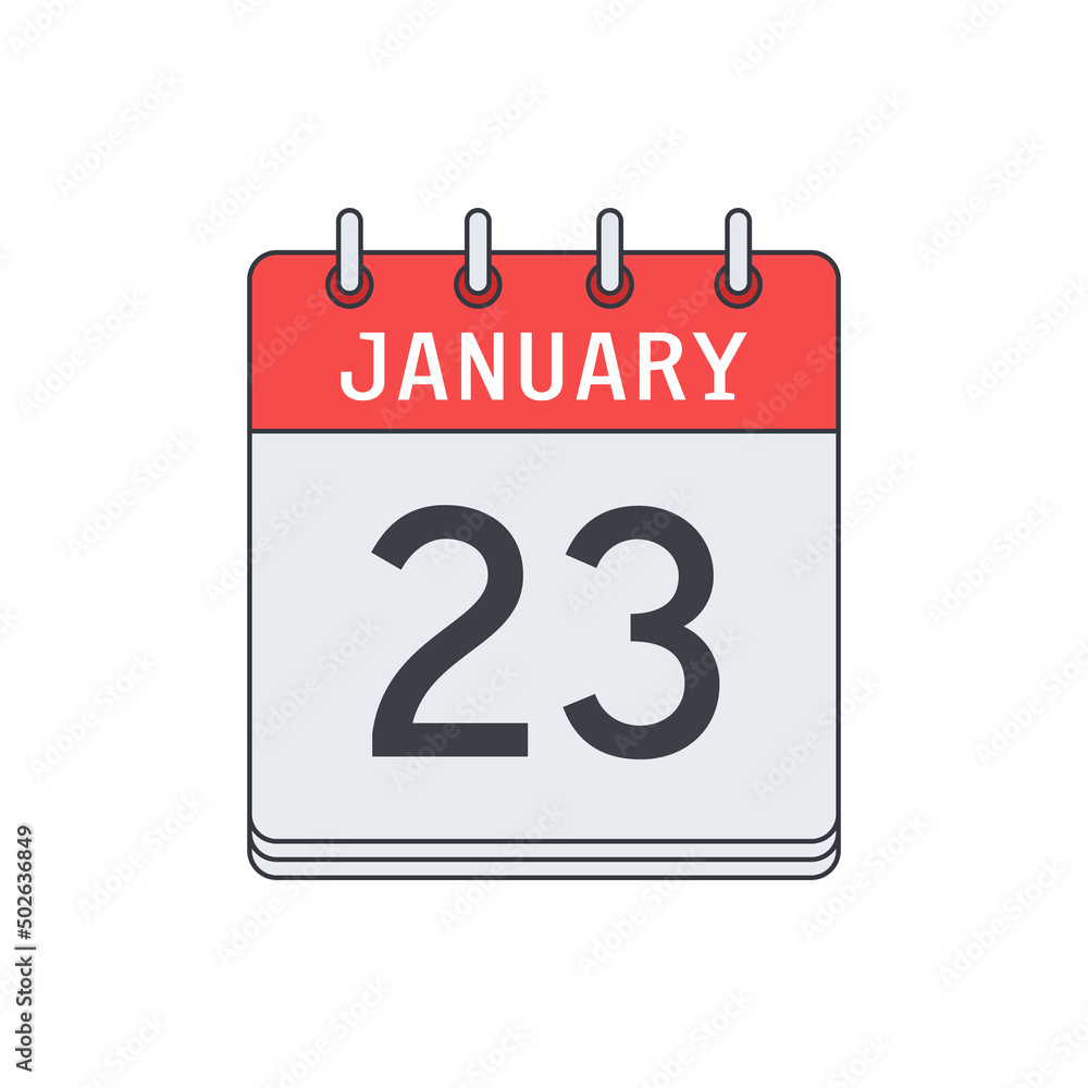 January 23. Calendar icon. Vector illustration, flat design.. January 23. Calendar icon. Vector illustration, flat design..