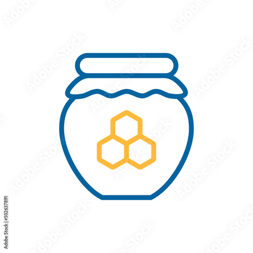 Jar with honey vector icon. Farm animal sign