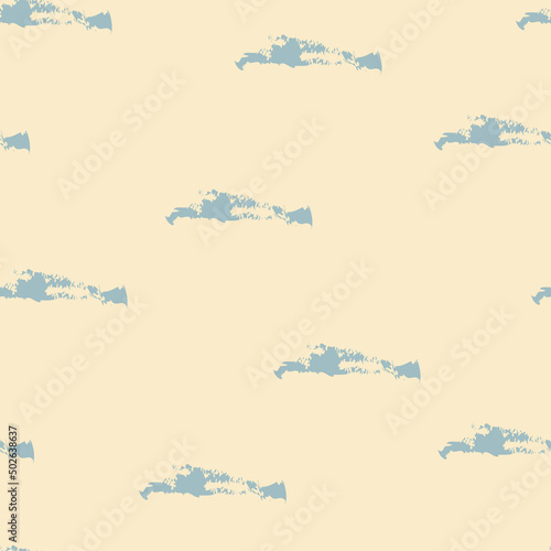 Neutral seamless pattern  brush stroke blue on beige background  abstract lines