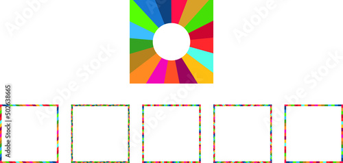 Sustainable Development Goals, Agenda 2030. Frames in SDG colors, design elements. Vector illustration EPS 10, isolated and editable 