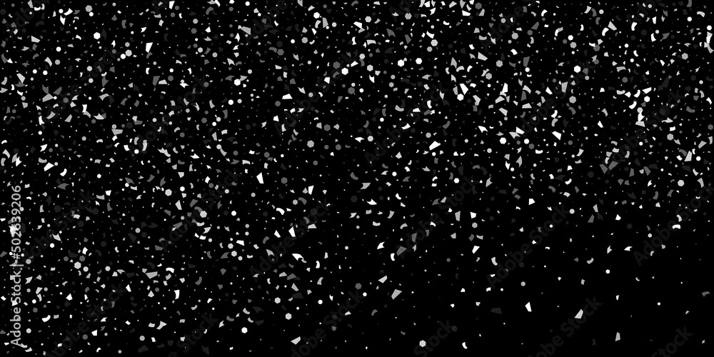 Silver confetti point on a black background. Luxury festive background. Silver grainy abstract texture overflows against a black background. Element of design. Vector illustration, EPS 10. Silver confetti point on a black background. Luxury festive background. Silver grainy abstract texture overflows against a black background. Element of design. Vector illustration, EPS 10.