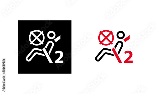 Car closed airbag system icon. Car front airbag sign icon. Silhouette and linear original logo. Simple outline style sign icon. Vector illustration isolated on white background. EPS 10