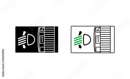 Car headlight adjustment sign icon. Car dipped beam icon. Silhouette and linear original logo. Simple outline style sign icon. Vector illustration isolated on white background. EPS 10