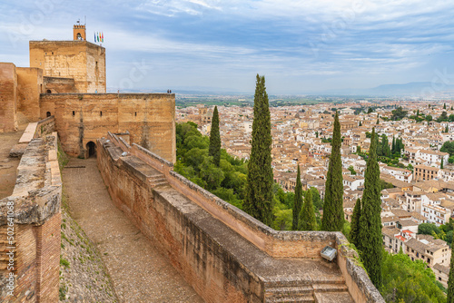 View of the Alhambra in the Andalusian city of Granada, in Spain.