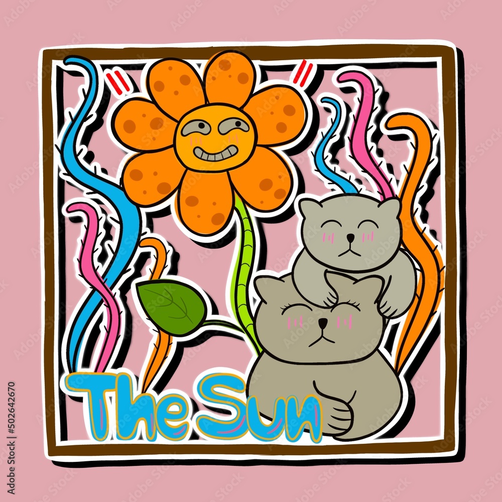 The Sun with grey cats The Sun with grey cats