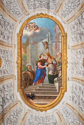 MATERA, ITALY - MARCH 7, 2022: The painting of Annunciation on the ceiling of Cathedral by Battista Santoro from 19. cent. © Renáta Sedmáková