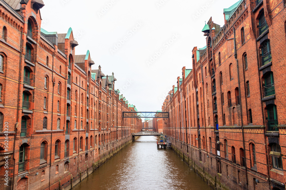 Naklejka premium Warehouse district Speicherstadt in Hamburg, Germany