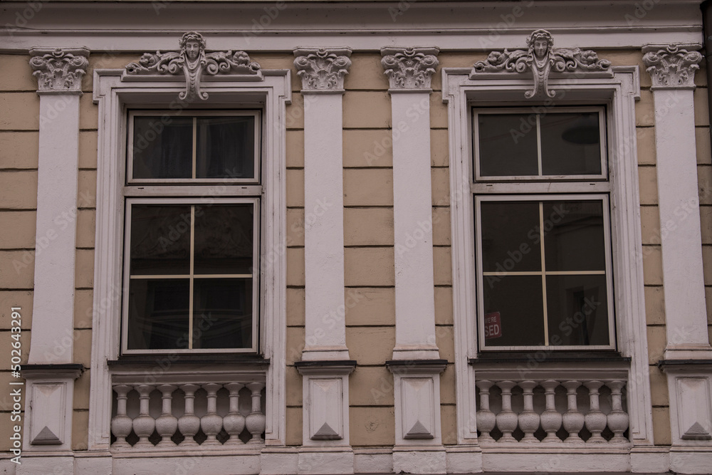 Munich, Germany - May 01, 2022: Old Decorative Wooden window.