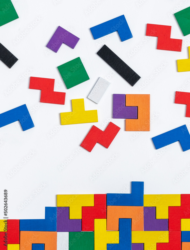 Wooden game. Logical thinking, situation analysis, better way of problem solution search concept. Kids toy. High quality photo Wooden game. Logical thinking, situation analysis, better way of problem solution search concept. Kids toy. High quality photo