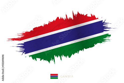 Painted brushstroke flag of Gambia with waving effect. photo