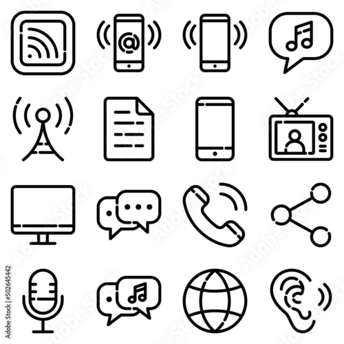 Communications Flat Icon Set Isolated On White Background