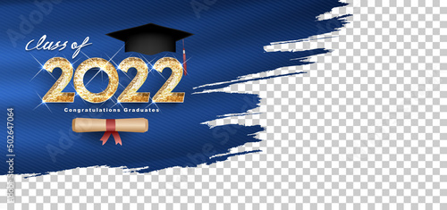 Graduation, Class of 2022 Vector text gold design space for text and photo, congratulation event, T-shirt, party, high school or college graduate. Lettering for greeting, invitation card

