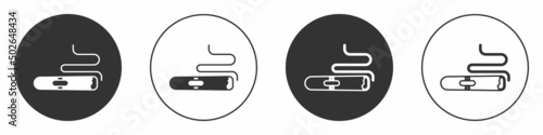 Black Cigar icon isolated on white background. Circle button. Vector