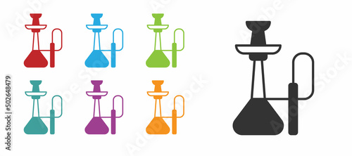Black Hookah icon isolated on white background. Set icons colorful. Vector