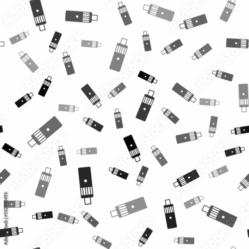 Black Vape mod device icon isolated seamless pattern on white background. Vape smoking tool. Vaporizer Device. Vector