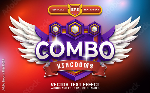 Combo emblem or 3d game logo with editable text effect