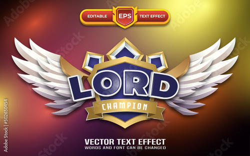 Lord 3d game logo with editable text effect