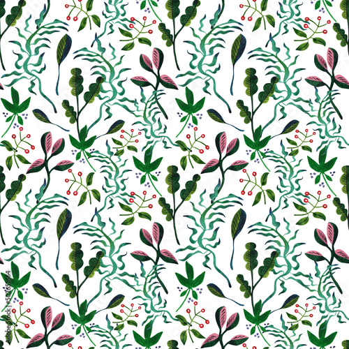 Seamless pattern of flowers, which are made in the style of avant-garde decorative arts of Ukraine in the early 20th century. 