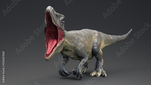 Allosaurus dinosaur of background. 3d rendering