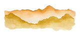 Watercolor hand drawn Yellow Mountains on white
