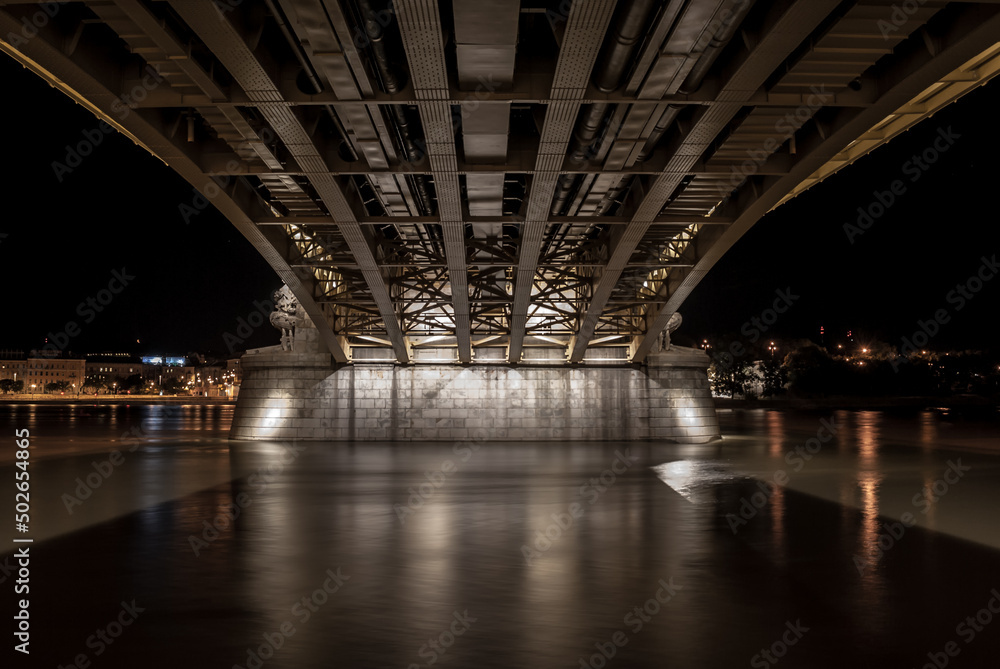 under the margit bridge in budapest, hungaria