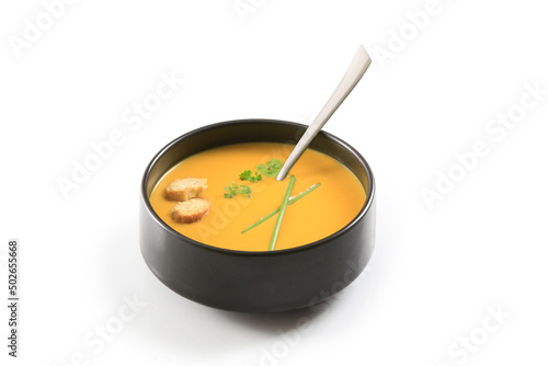 soupe de légumes sur fond blanc	 photo