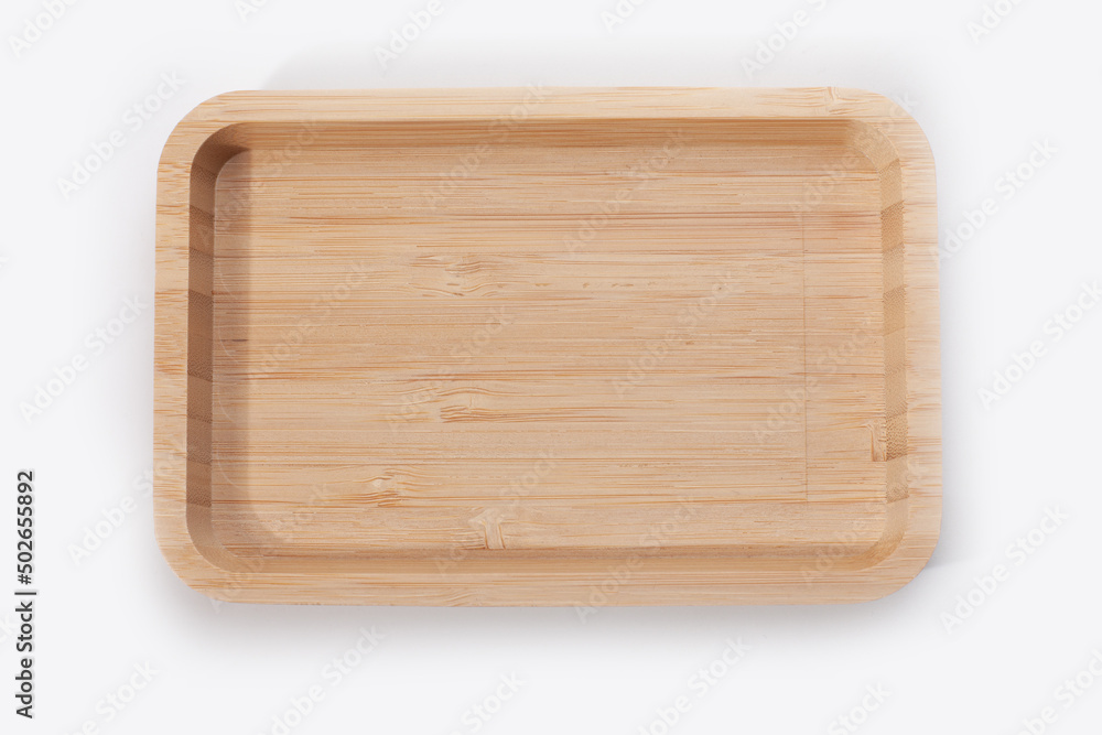 wooden tray isolated on white surface wooden tray isolated on white surface