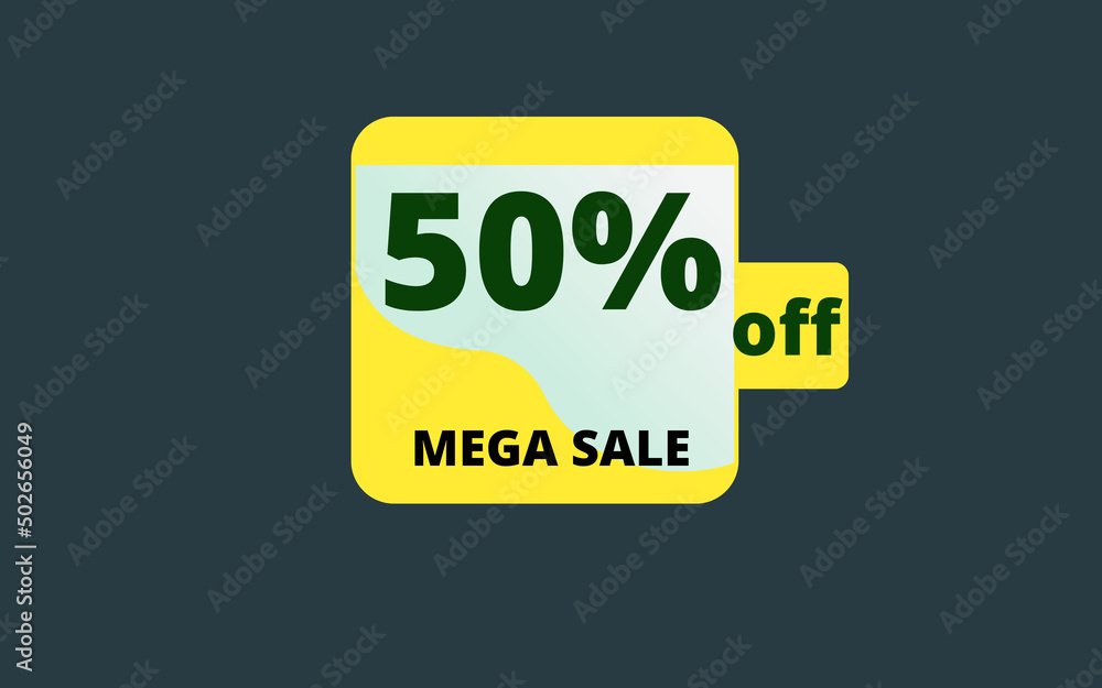 50% percent discount square yellow with blue mega offer detail, navy blue background for promotion. 50% percent discount square yellow with blue mega offer detail, navy blue background for promotion.