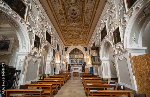 Matera, Basilicata, Italy.August 2021. Interior of the church of San Francesco. photo