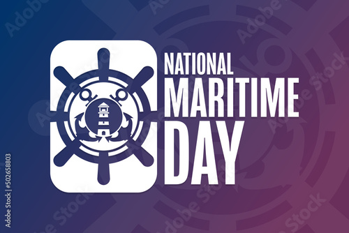 National Maritime Day. Holiday concept. Template for background, banner, card, poster with text inscription. Vector EPS10 illustration.