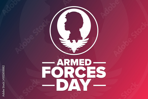 Armed Forces Day. Holiday concept. Template for background, banner, card, poster with text inscription. Vector EPS10 illustration.