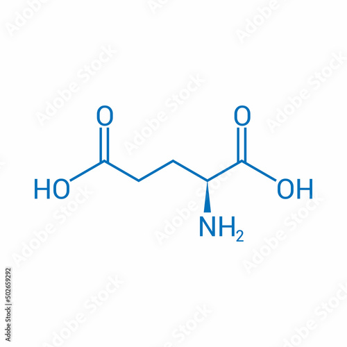 chemical structure of Glutamic acid (C5H9NO4) photo