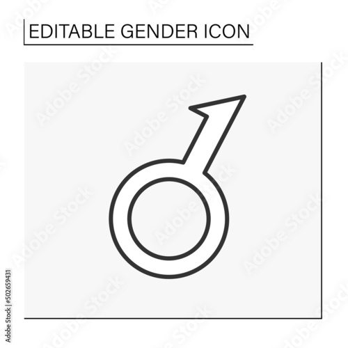  Demiboy symbol line icon. Person partially identifies as man or boy.Symbol with half of the extending arrow removed. Gender concept. Isolated vector illustration. Editable stroke
