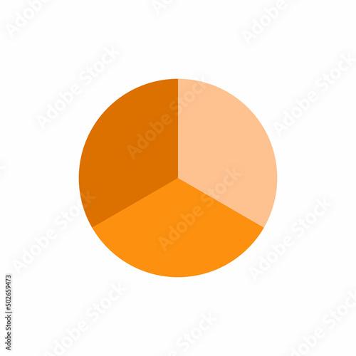 Pie chart with three same size sectors vector illustration on white background