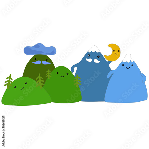 mountains family cute fairytales person