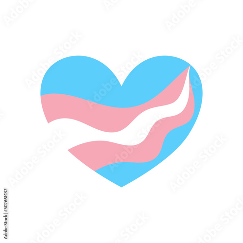 Serce w kolorach flagi dumy osób transpłciowych na białym tle - symbol ruchu LGBTQ+ - niebinarny, genderqueer. Koncept równości, różnorodności, miłości, inkluzywność.