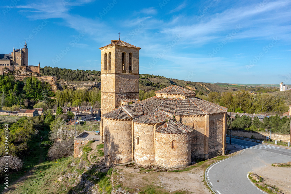 View of the church of Vera Cruz in the city of Segovia, Spain, Detail of the apses