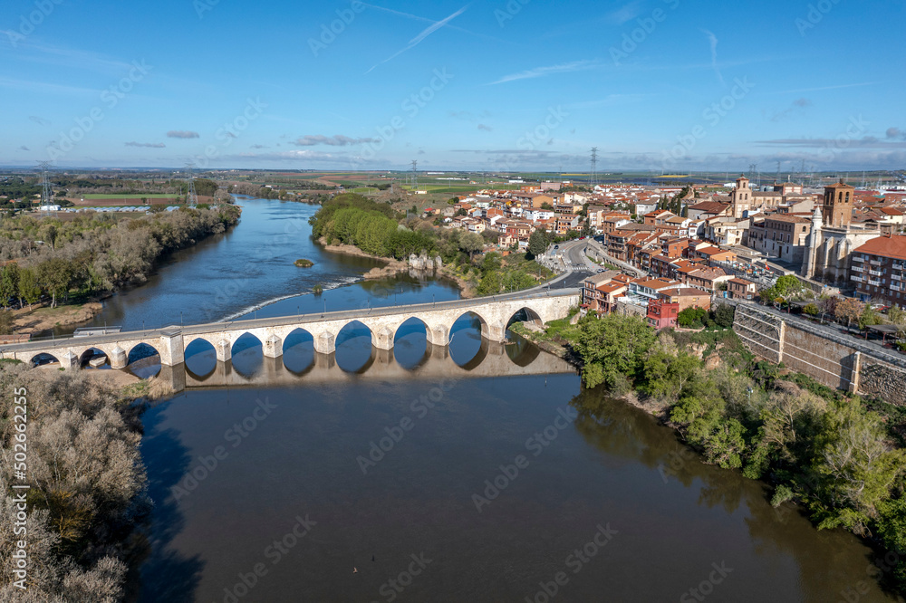 The village of Tordesillas and Douro River, Valladolid, Spain