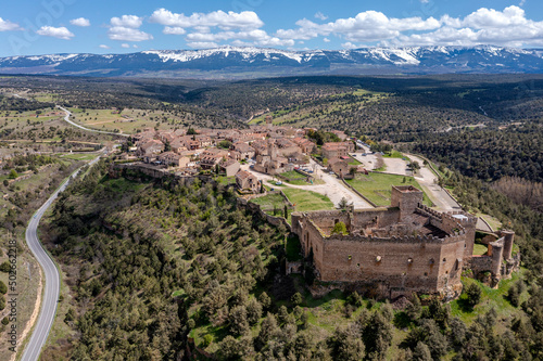 View of the medieval town of Pedraza and its castle in the province of Segovia photo