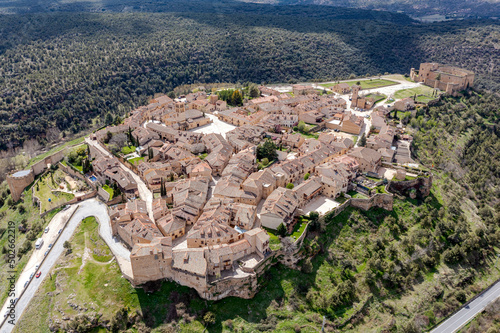 View of the medieval town of Pedraza and its castle in the province of Segovia photo