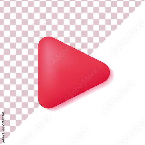 3d realistic play button vector cartoon icon illustration with transparant background