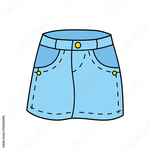 Blue jeans denim mini skirt isolated cartoon vector