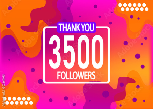 Thank you 3500 followers vector. Greeting social card thank you followers. Banner for social networks.