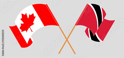 Crossed and waving flags of Canada and Trinidad and Tobago