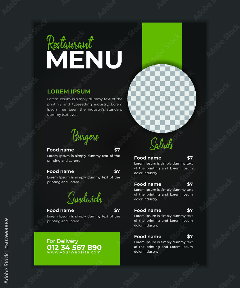 Modern restaurant and café menu template. fast food menu flyer for restaurant Modern restaurant and café menu template. fast food menu flyer for restaurant