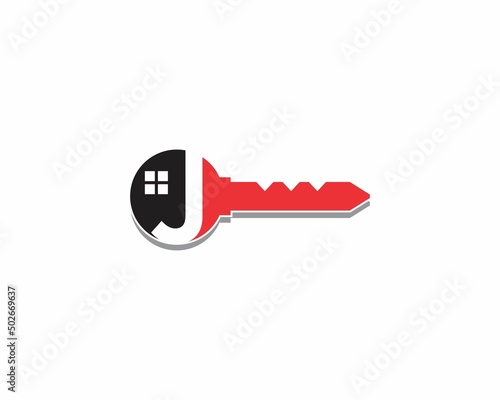 Key With Negative Space Letter J Logo Icon 001